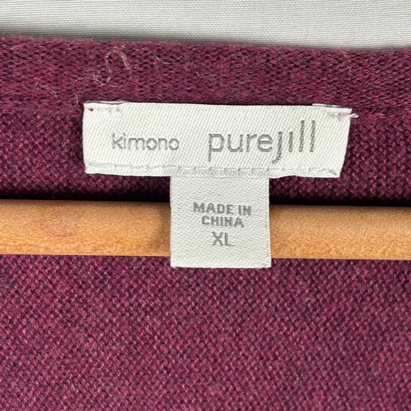 Pure Jill Kimono Cotton Sweater Tunic Top XL Burgundy Oversize Lagenlook Pocket - Picture 5 of 11
